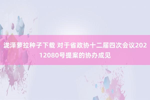 泷泽萝拉种子下载 对于省政协十二届四次会议20212080号提案的协办成见